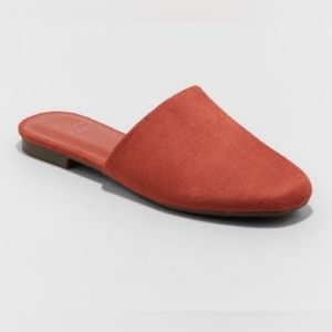 NWT A New Day Red Thea Faux Suede Slip On Mules